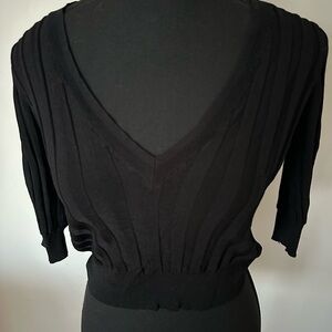 Zara Black Ribbed Fitted Cropped Swearer with 3/4 length Sleeve